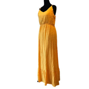 SKIES are blue summer maxi ruffled dress with  spaghetti straps size large. New.